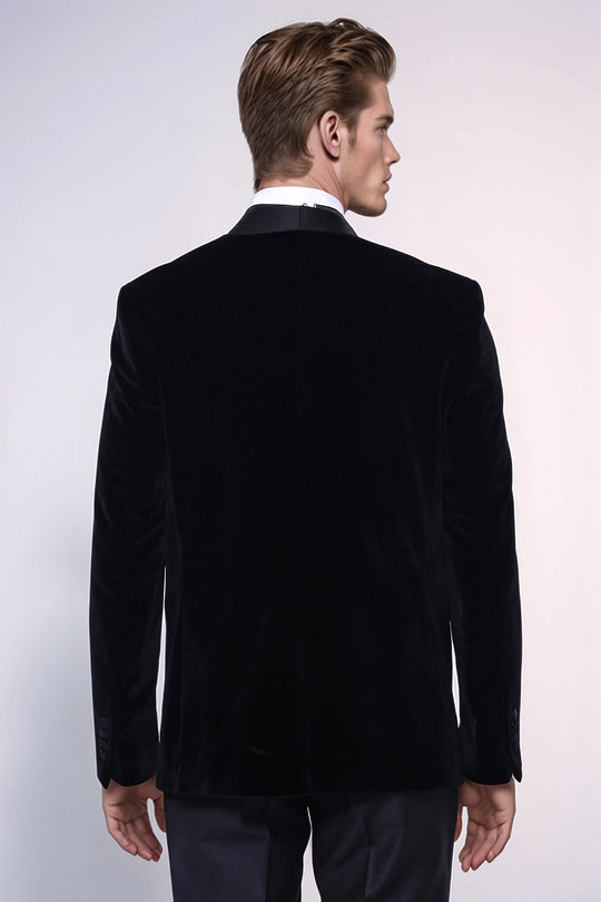 سترة مخملية سوداء سادة | ويس