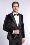Velvet Slim Fit Black Men Tuxedo Jacket - Wessi