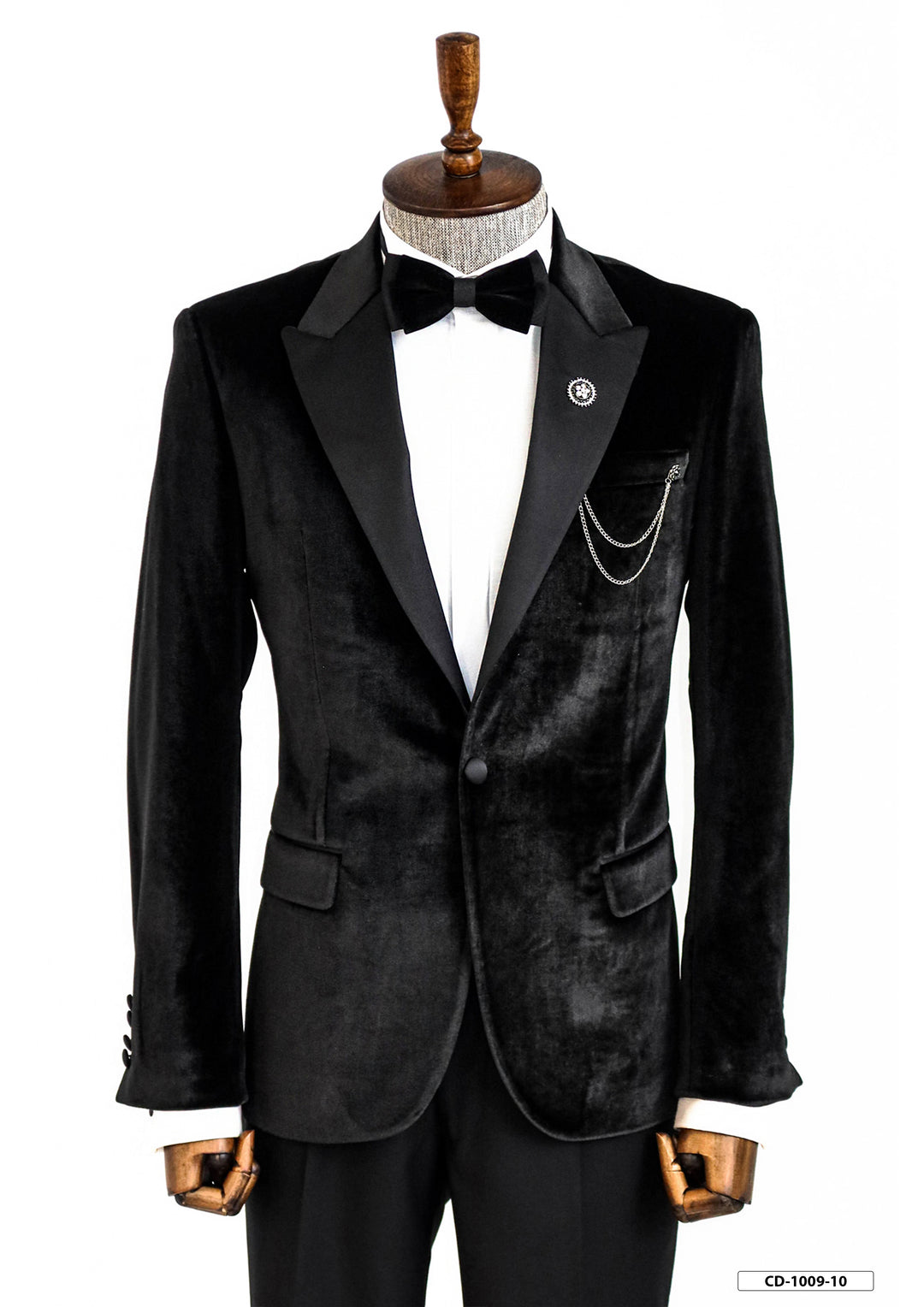 Velvet Slim Fit Black Men Prom Blazer and Trousers Combination- Wessi