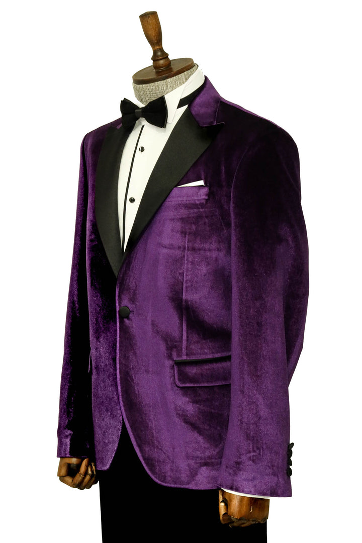 Velvet Slim Fit Single Button Purple Men Prom Blazer