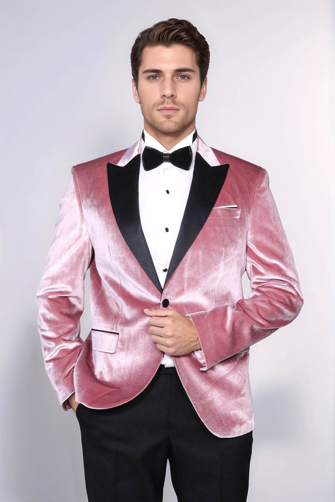 Slim Fit Peak Lapel Velvet Pink Men Tuxedo Jacket Wessi