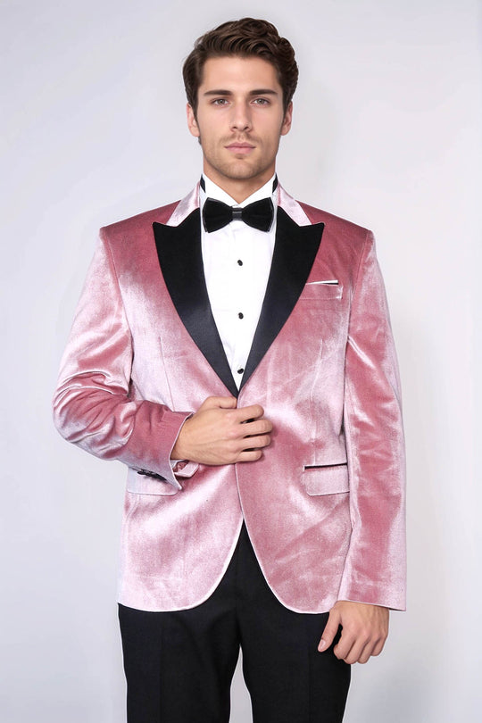Slim Fit Peak Lapel Velvet Pink Men Tuxedo Jacket - Prom Blazer | Wessi – Wessi