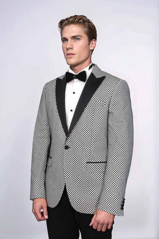 Blazer de bal noir à motifs sur blanc pour hommes - Wessi