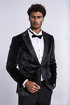 Sparkle Slim Fit Velvet Black Men Dinner Jacket - Wessi