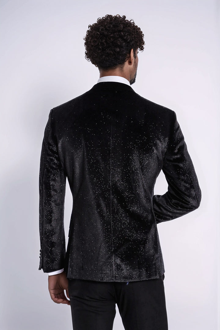 Sparkle Slim Fit Velvet Black Men Dinner Jacket - Wessi