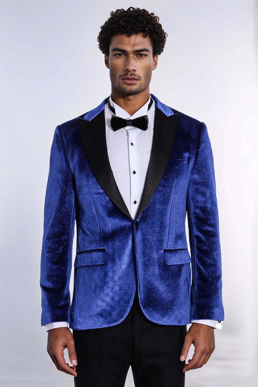 Blazer de graduación para hombre Sparkle Slim Fit Velvet Bast Blue - Wessi