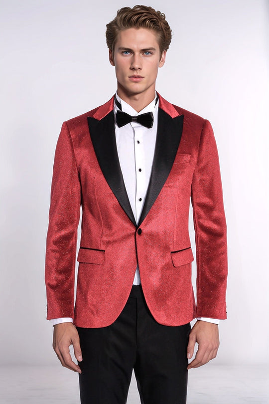 Бархатный красный мужской пиджак для выпускного Sparkle Slim Fit - Wessi