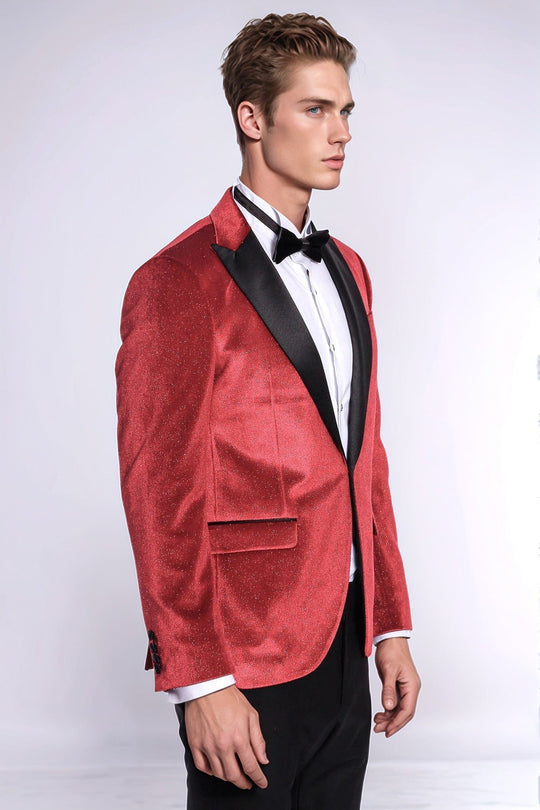 Бархатный красный мужской пиджак для выпускного Sparkle Slim Fit - Wessi