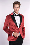 Blazer da ballo da uomo rosso velluto slim fit scintillante - Wessi
