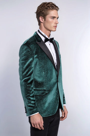 Blazer de graduación para hombre Sparkle Slim Fit Velvet Green - Wessi