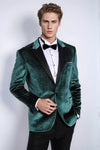 Blazer da ballo da uomo in velluto verde slim fit scintillante - Wessi