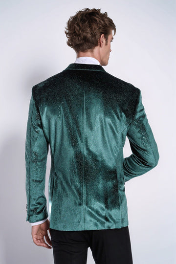 Blazer de graduación para hombre Sparkle Slim Fit Velvet Green - Wessi