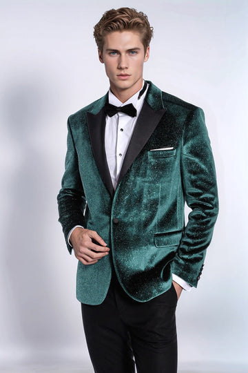 Blazer de graduación para hombre Sparkle Slim Fit Velvet Green - Wessi