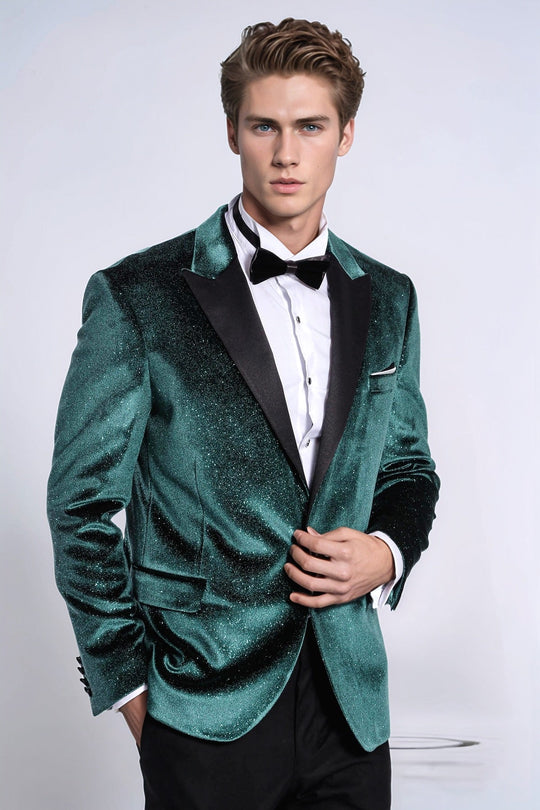 Blazer de graduación para hombre Sparkle Slim Fit Velvet Green - Wessi