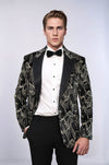 Glittery Slim Fit Black Men Wedding Tuxedo Blazer - Wessi