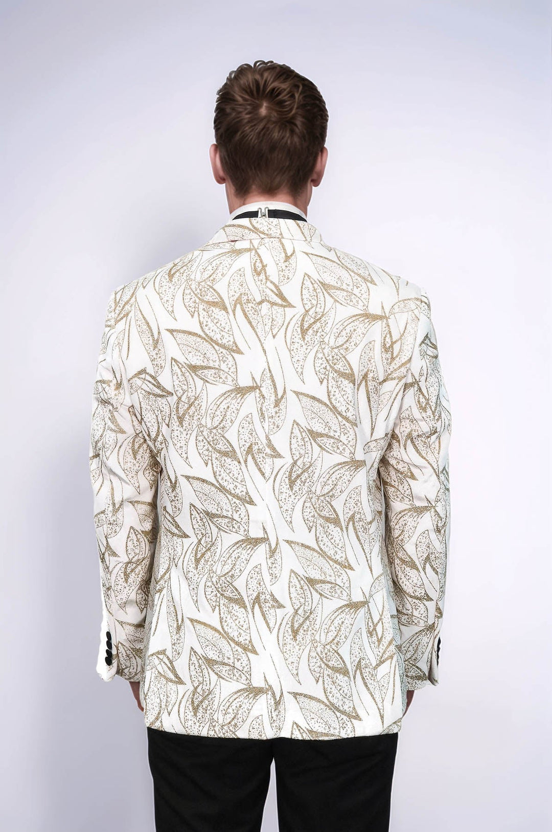 Glittery Slim Fit White Men Wedding Groom Tuxedo Jacket - Wessi