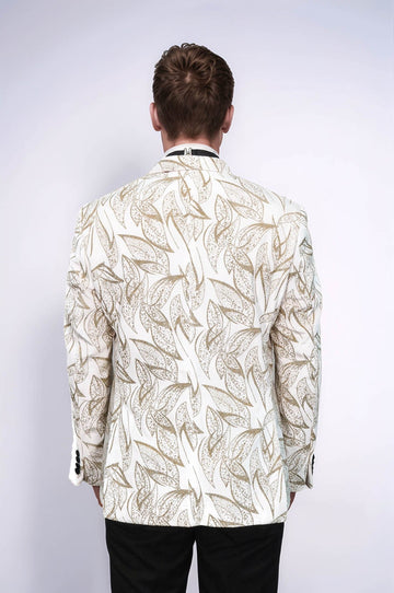 Glittery Slim Fit White Men Wedding Groom Tuxedo Jacket - Wessi