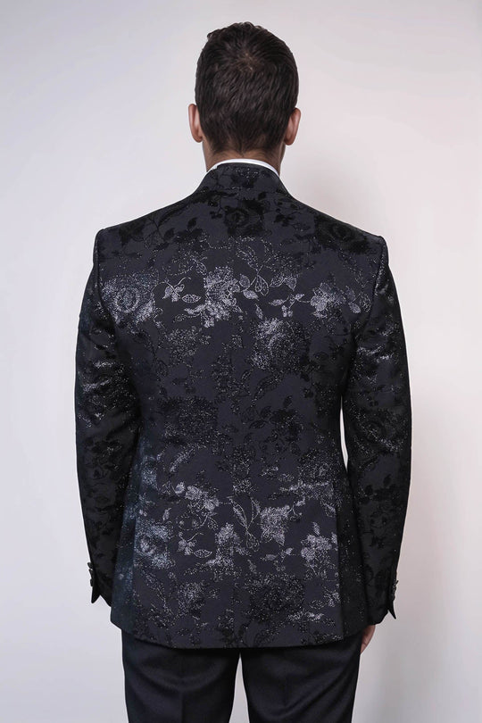 Floral Patterned Shiny Peak Lapel Black Men Dinner Jacket | Wessi Wessi - Discover Diversity Floral Patterned Shiny Peak Lapel Black Men Dinner Jacket | Wessi Wessi - Discover Diversity