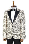 Floral Patterned Peak Lapel Cream Men Prom Blazer - Wessi