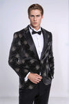Slim Fit Dot Patterned Black Men Sparkle Jackets - Wessi