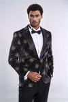 Slim Fit Dot Patterned Black Men Sparkle Jackets - Wessi