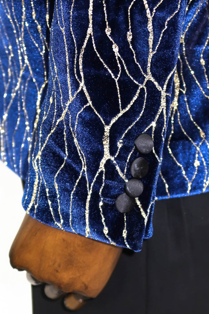Blazer de graduación para hombre azul marino con estampado dorado - Wessi