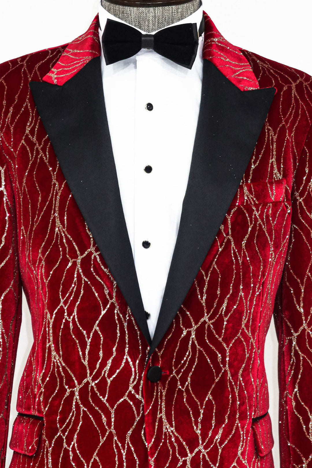 Blazer de fiesta para hombre burdeos estampado plateado - Wessi