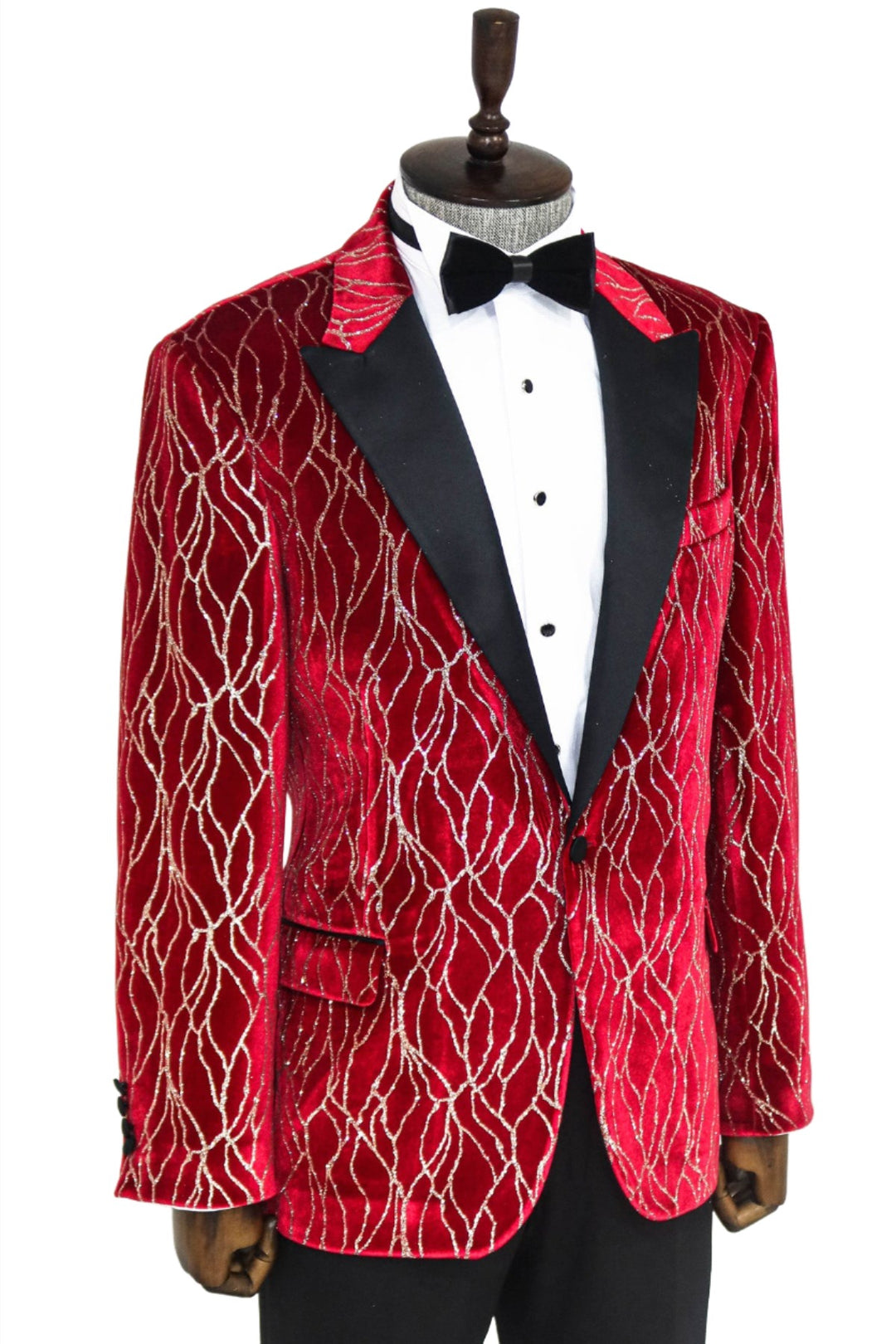 Blazer de fiesta para hombre burdeos estampado plateado - Wessi