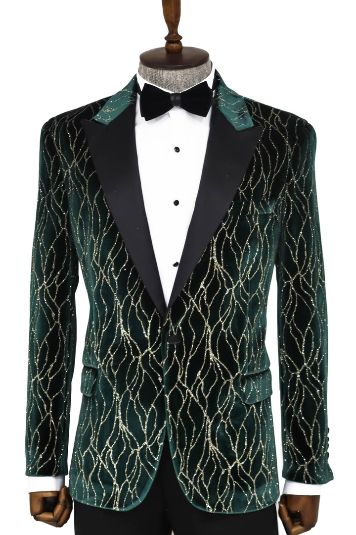 Blazer da ballo da uomo verde scuro fantasia - Wessi