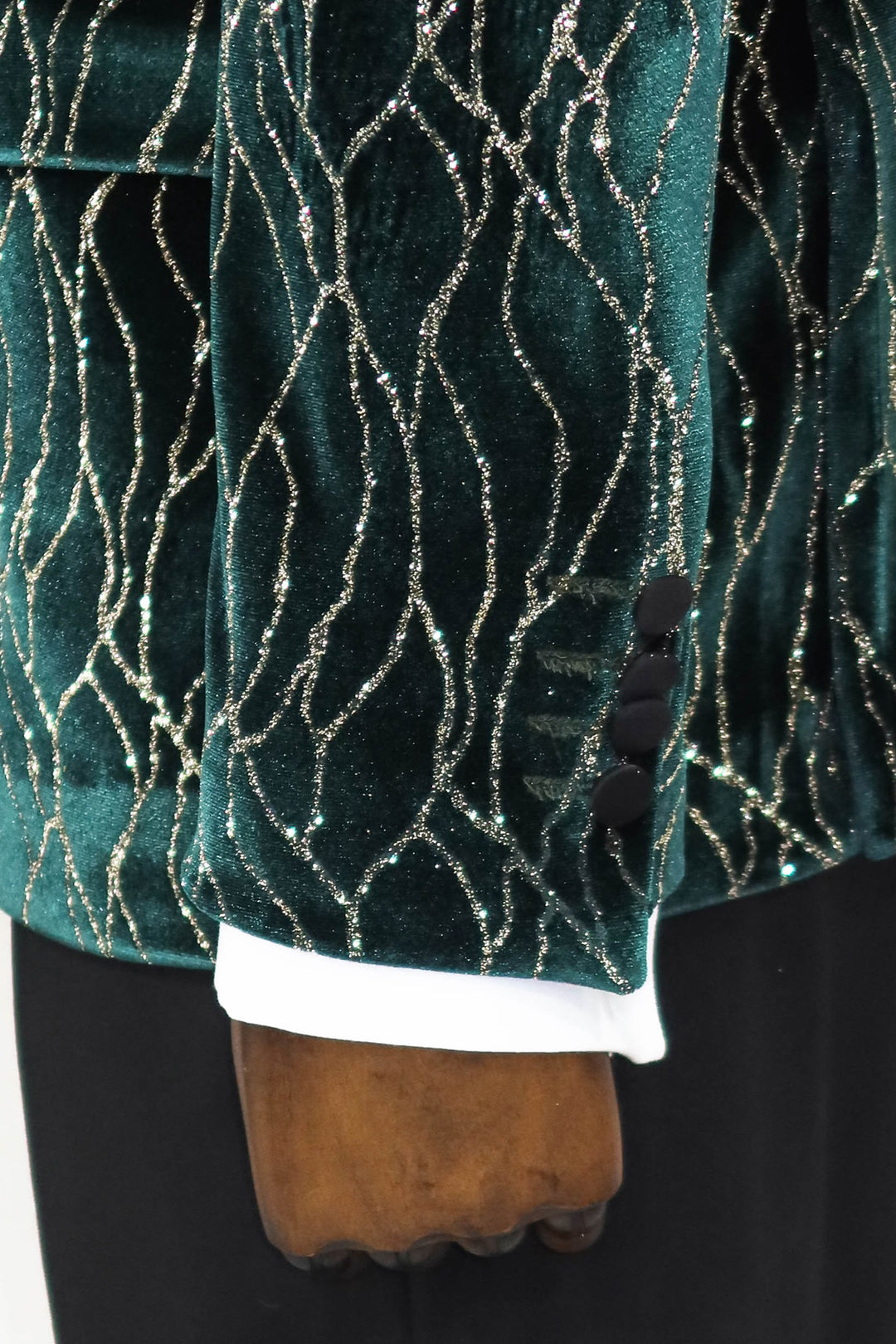Patterned Dark Green Men Prom Blazer and Trousers Combination- Wessi