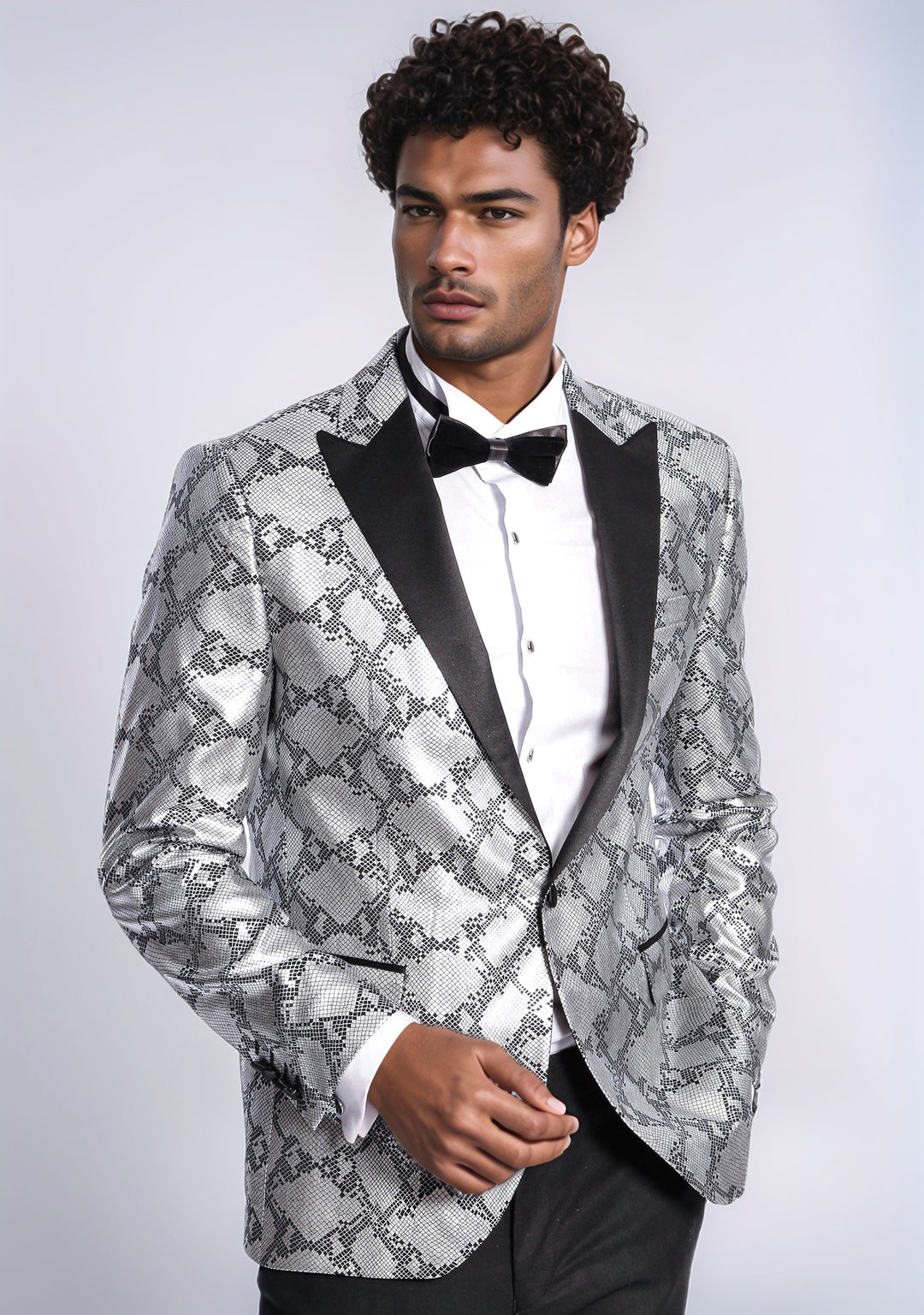 Blazer e pantaloni combinati slim fit Grey da uomo a fantasia - Wessi