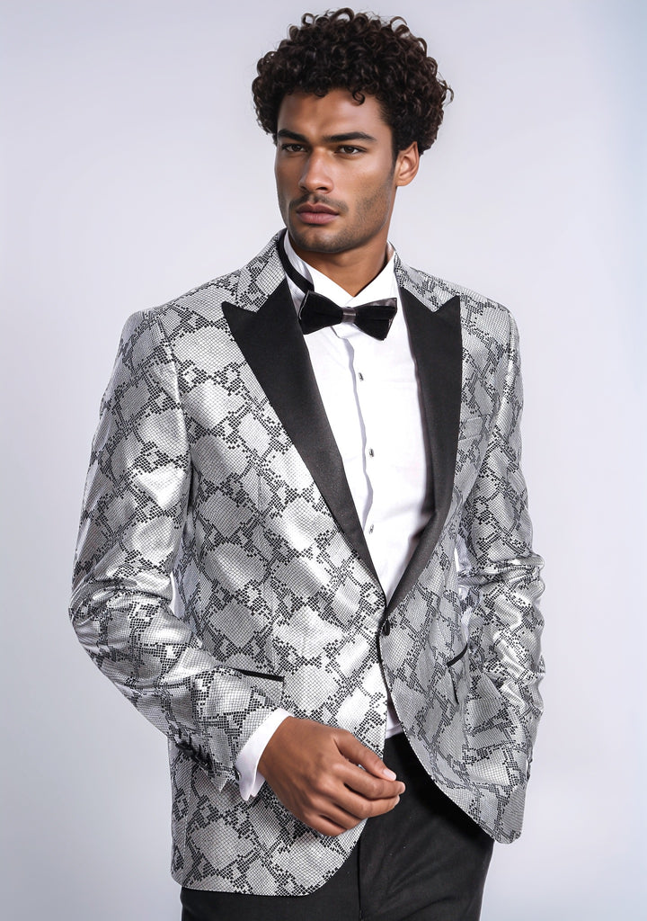 Blazer e pantaloni combinati slim fit Grey da uomo a fantasia - Wessi