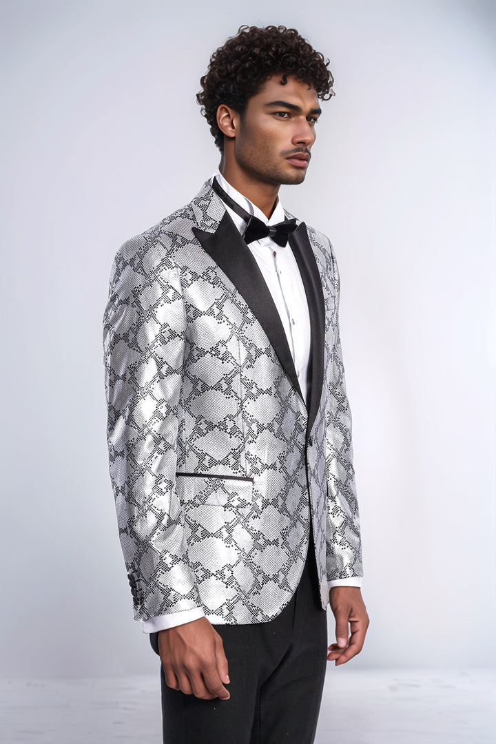 Blazer e pantaloni combinati slim fit Grey da uomo a fantasia - Wessi