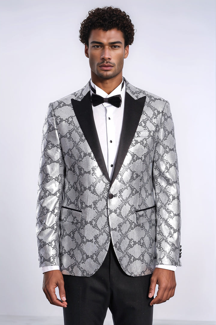 Blazer e pantaloni combinati slim fit Grey da uomo a fantasia - Wessi