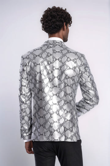 Blazer de graduación para hombre gris slim fit estampado - Wessi