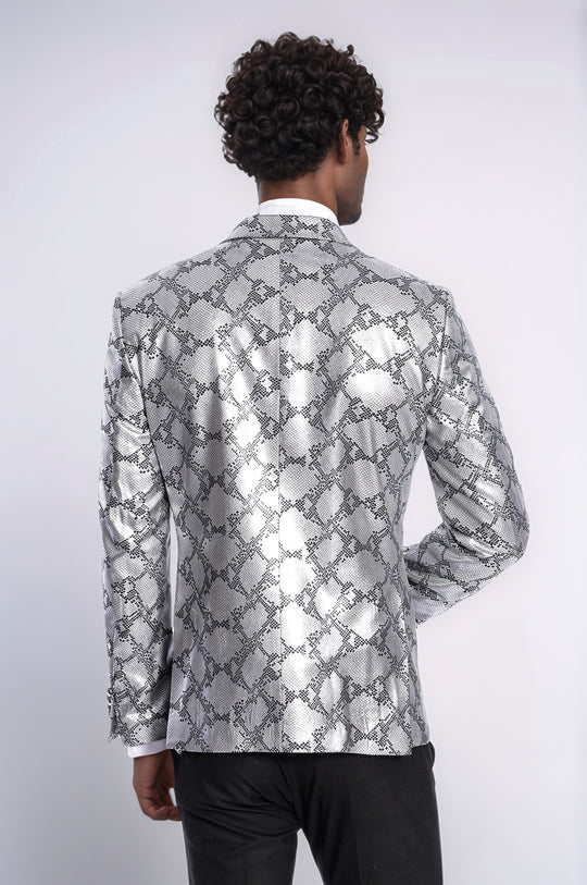 Blazer de graduación para hombre gris slim fit estampado - Wessi