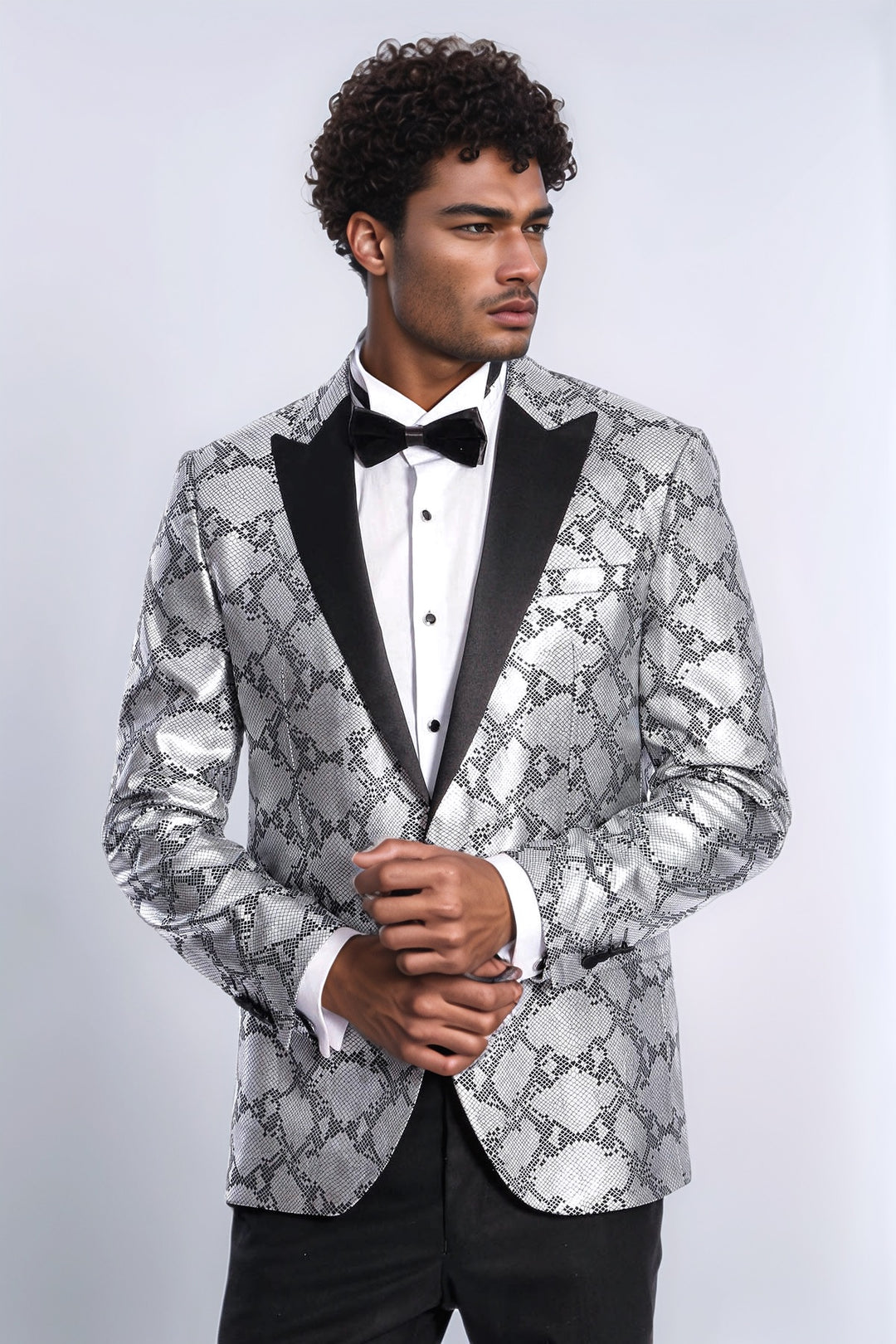 Blazer e pantaloni combinati slim fit Grey da uomo a fantasia - Wessi