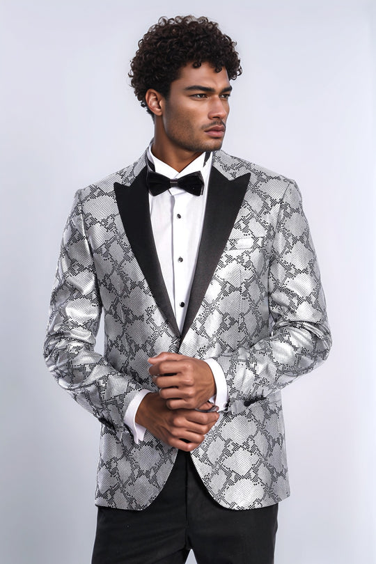 Blazer de graduación para hombre gris slim fit estampado - Wessi