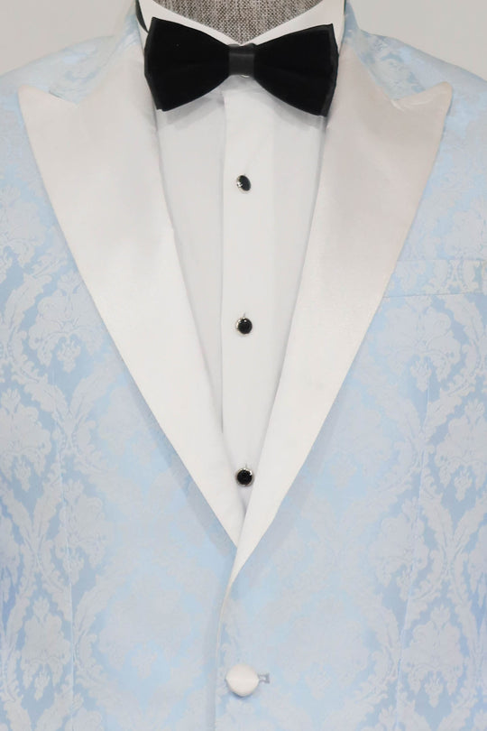 Blazer de bal pour hommes bleu clair à revers en pointe à motifs floraux - Wessi