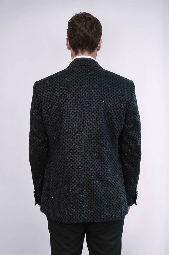 Blazer de graduación para hombre negro con estampado de lunares y lentejuelas - Wessi