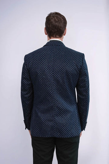 Blazer de bal pour hommes bleu marine à motifs de paillettes - Wessi