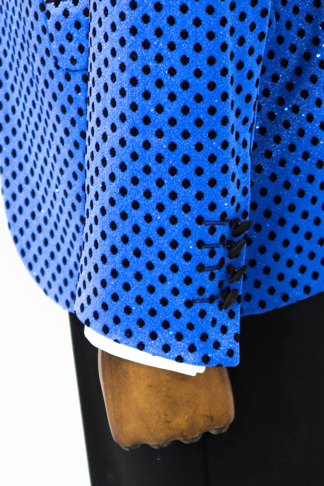 Sequin Dot Patterned Sax Blue Men Prom Blazer - Wessi