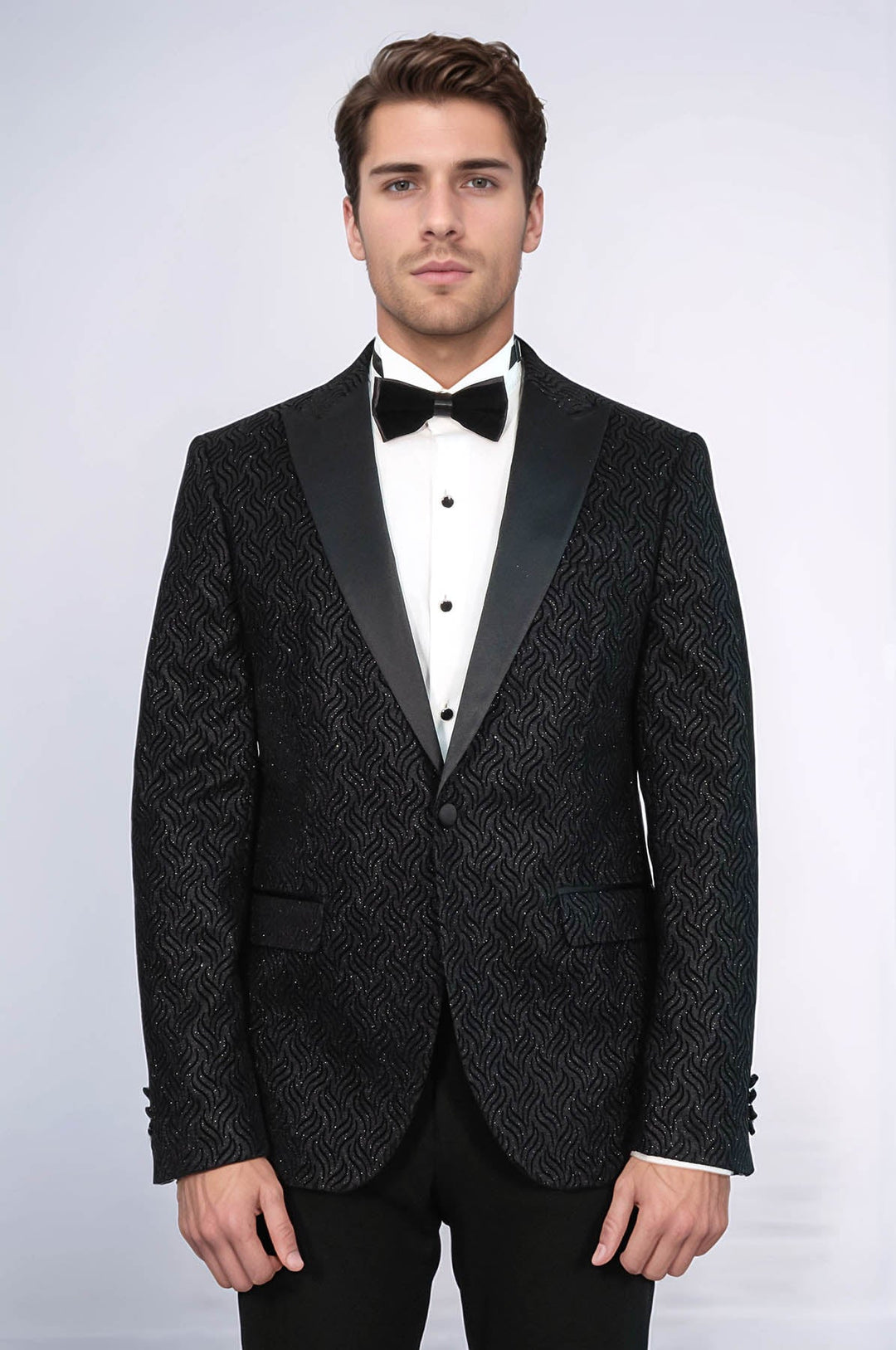 Blazer da ballo da uomo nero con motivi lucidi - Wessi