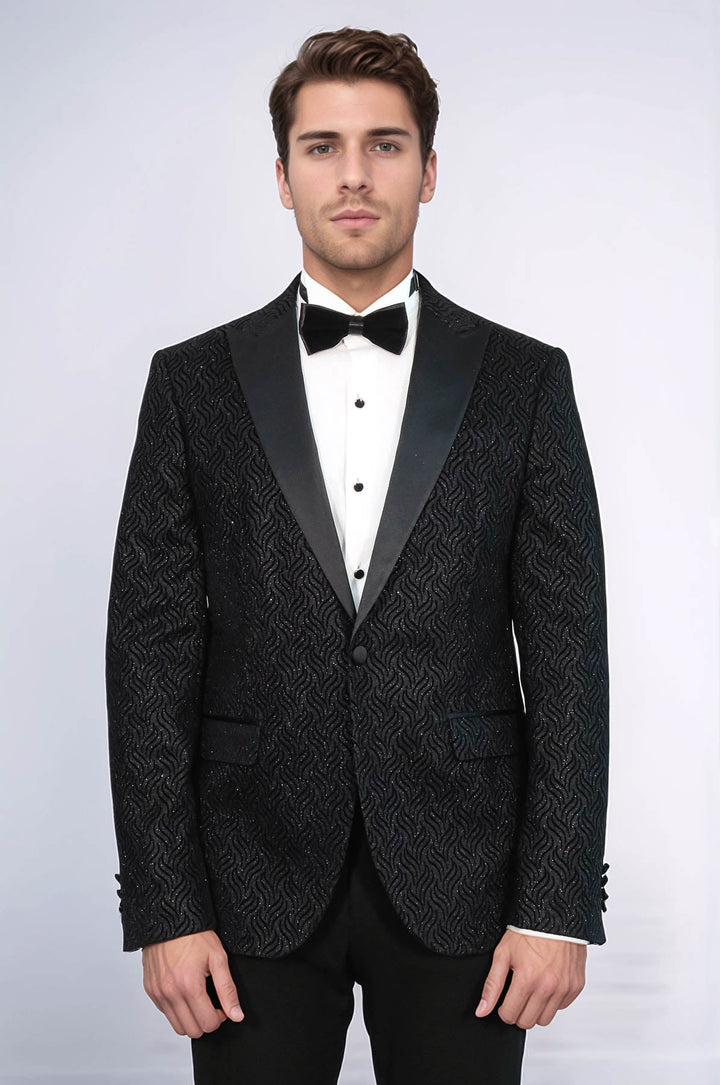 Blazer da ballo da uomo nero con motivi lucidi - Wessi