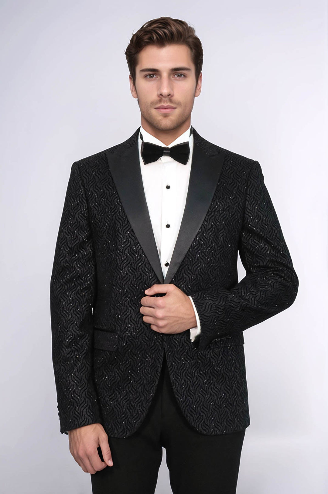 Blazer da ballo da uomo nero con motivi lucidi - Wessi