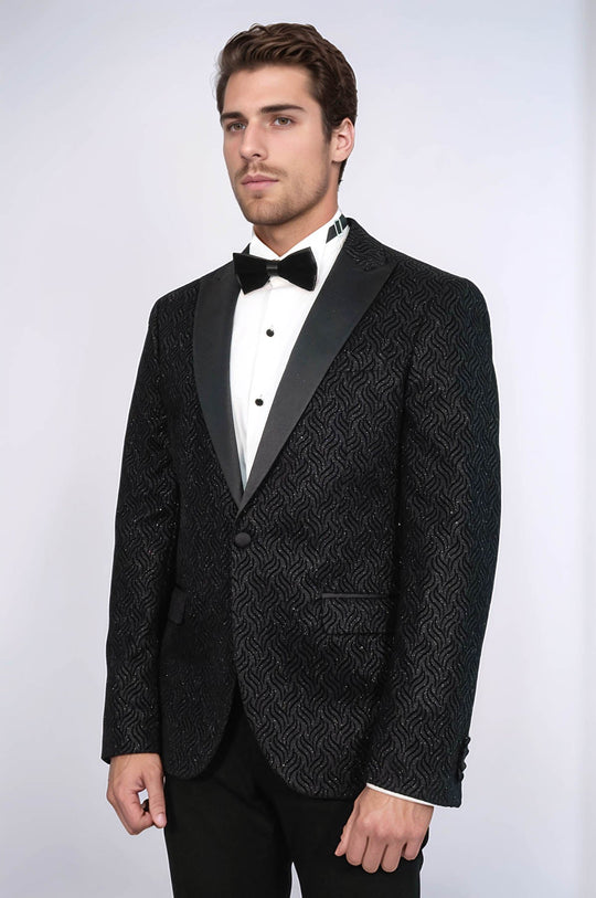 Blazer da ballo da uomo nero con motivi lucidi - Wessi