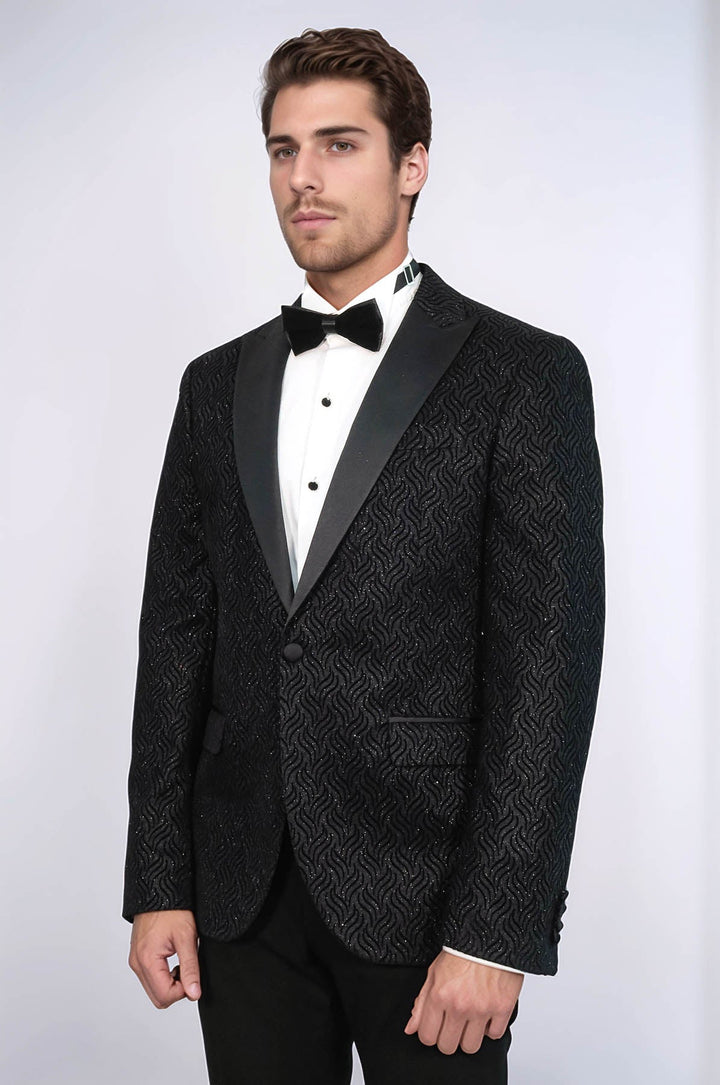 Blazer da ballo da uomo nero con motivi lucidi - Wessi