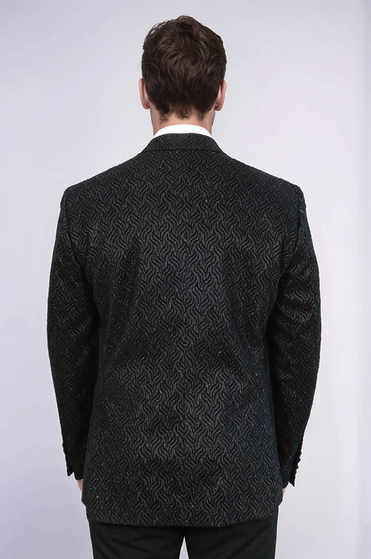 Blazer da ballo da uomo nero con motivi lucidi - Wessi