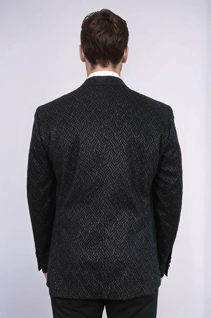 Blazer da ballo da uomo nero con motivi lucidi - Wessi
