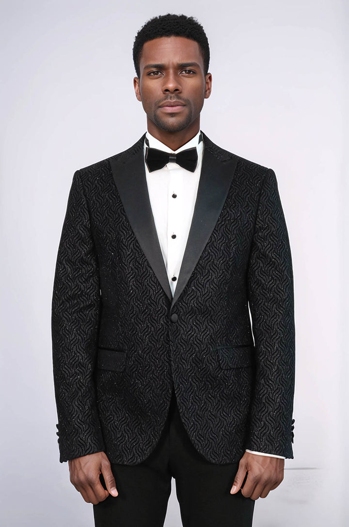 Blazer de graduación para hombre negro con estampado brillante - Wessi